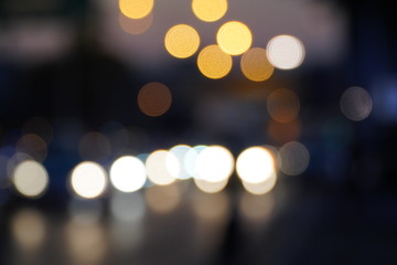 Road Traffic and Cars Night City Lights Bokeh Background