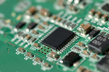 Computer board hardware motherboard microelectronics Server CPU chip semiconductor circuit core red technology background or red texture with processors concept electronic