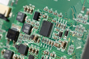 Computer board hardware motherboard microelectronics Server CPU chip semiconductor circuit core red technology background or red texture with processors concept electronic