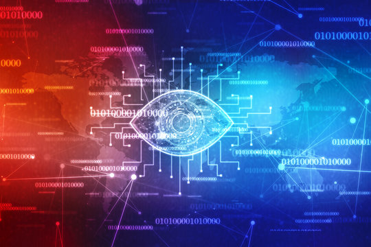 Biometric Screening Eye, Digital Eye, Security Concept, Cyber Security Concept, Technology Concept Background
