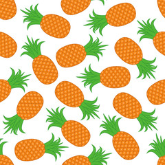 Pineapple Seamless Pattern Background Vector Design Isolated on White Background