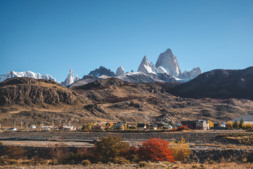  landscape with mountains and city el  chalten