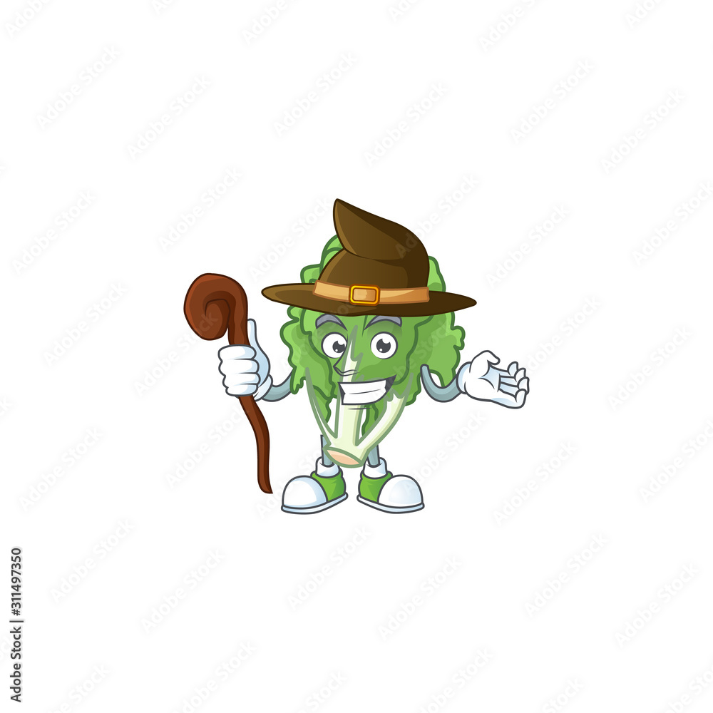 Sticker Happy Face Witch endive cartoon character style