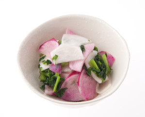 赤と白かぶの漬物