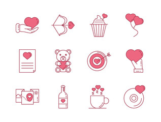 bundle of happy valentines day set icons
