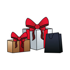 gift boxes and shopping bag, colorful design