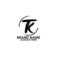 logo letter tk vector brush design