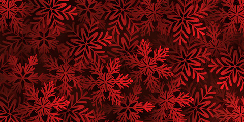 Dark red background with large red snowflakes. Vector