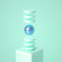 Modern minimalism futuristic background with cubes and balls. 3d illustration, 3d rendering.