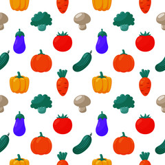 vegetable seamless pattern cartoon style isolated on white background. illustration vector.