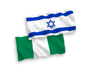 Flags of Nigeria and Israel on a white background