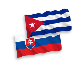 Flags of Slovakia and Cuba on a white background