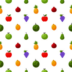 seamless pattern tropical fruit isolated on white background. vector illustration.