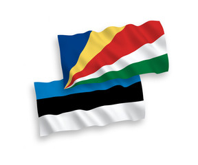 Flags of Seychelles and Estonia on a white background