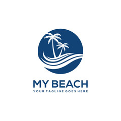 Beach logo design morning sunrise Vector