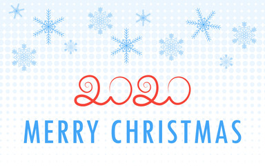 Fototapeta na wymiar Merry Christmas 2020, background. Vector new year pattern of blue snowflakes.