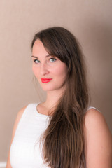 woman with long hair close up