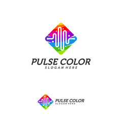 Colorful Pulse Logo minimalist vector, Colorful Pulse Icon Template, Creative design