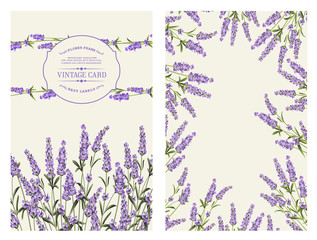 Marriage invitation card with custom sign and flower frame. Lavender frame for provence card. Printable vintage marriage invitation with flowers over gray. Lavender sign label. Vector illustration. © Kotkoa