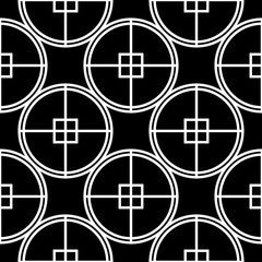 Geometric background. White seamless design on black background