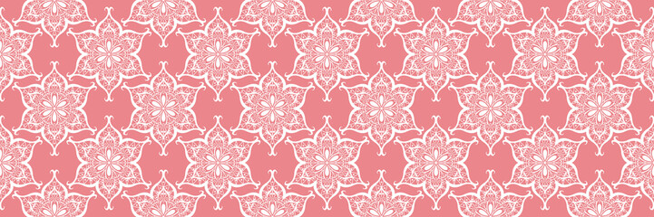 Indian seamless pink background with white pattern