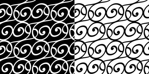 Abstract seamless backgrounds compilation. Black and white monochrome patterns
