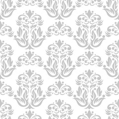 Floral seamless pattern. Monochrome background with gray flowers