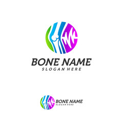 Bone Joint Pulse Logo Design Inspiration, Bone Health logo design concept, Bone Treatment logo template vector, Creative icon