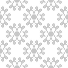 Floral seamless pattern. Gray and white background