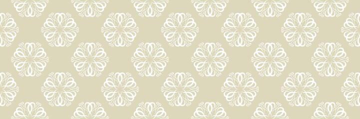 Floral seamless pattern. White design with olive green background