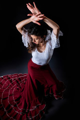 Young flamenco dancer, in a dance position
