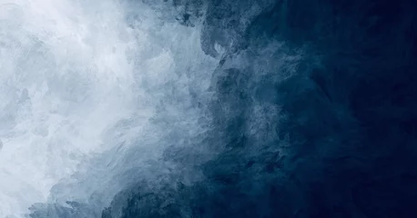Foto op Plexiglas Abstracte aquarel verf achtergrond donker blauwe kleur grunge textuur voor achtergrond, banner © korkeng