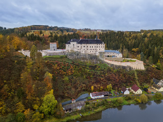 Fototapeta na wymiar Castle Sternberk in Czech Republic - aerial view