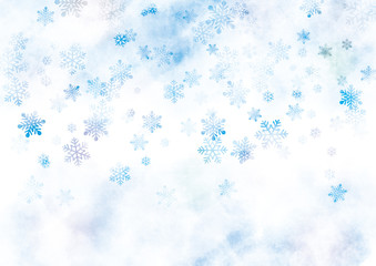 雪の背景　水彩　青