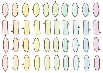 縦書き　吹き出しセット　パステルカラー