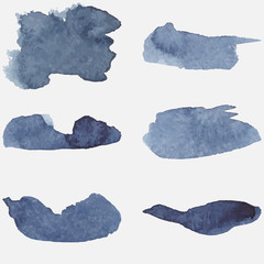 Set of abstract watercolor textures, isolated on white background. Watercolor brush strokes.	