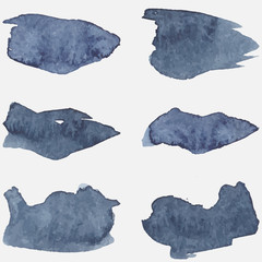 Set of abstract watercolor textures, isolated on white background. Watercolor brush strokes.	