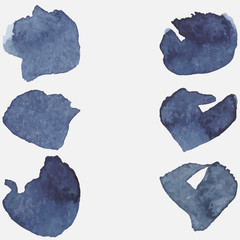 Set of abstract watercolor textures, isolated on white background. Watercolor brush strokes.	