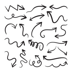 Hand drawn arrow vector icons set. sketch arrow design for business plan and education.