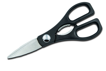 Stainless steel scissors isolated on white background