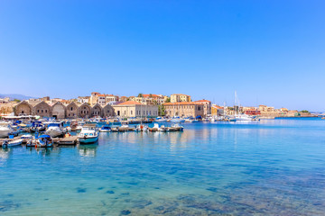 Naklejka na ściany i meble Panorama of the Mediterranean city - view from the sea