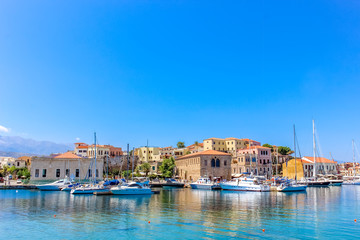 Fototapeta na wymiar Panorama of the Mediterranean city - view from the sea