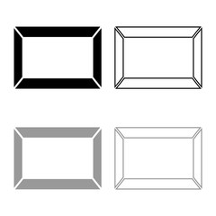 Picture frame Squared shape icon outline set black grey color vector illustration flat style image