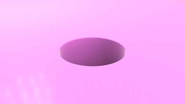 3D rendering of pink surface and perfectly round, cylindrical shape, hole. Abstract design minimalism, Wallpapers, pictures and screensaver for your desktop computer and your smartphone.