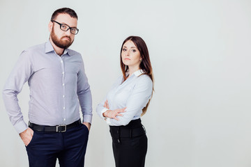 business man and woman in the Office work partners