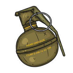 Hand grenade. Vector illustration isolated on white background.