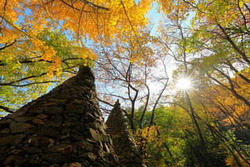 돌탑이 보이는 가을 풍경
