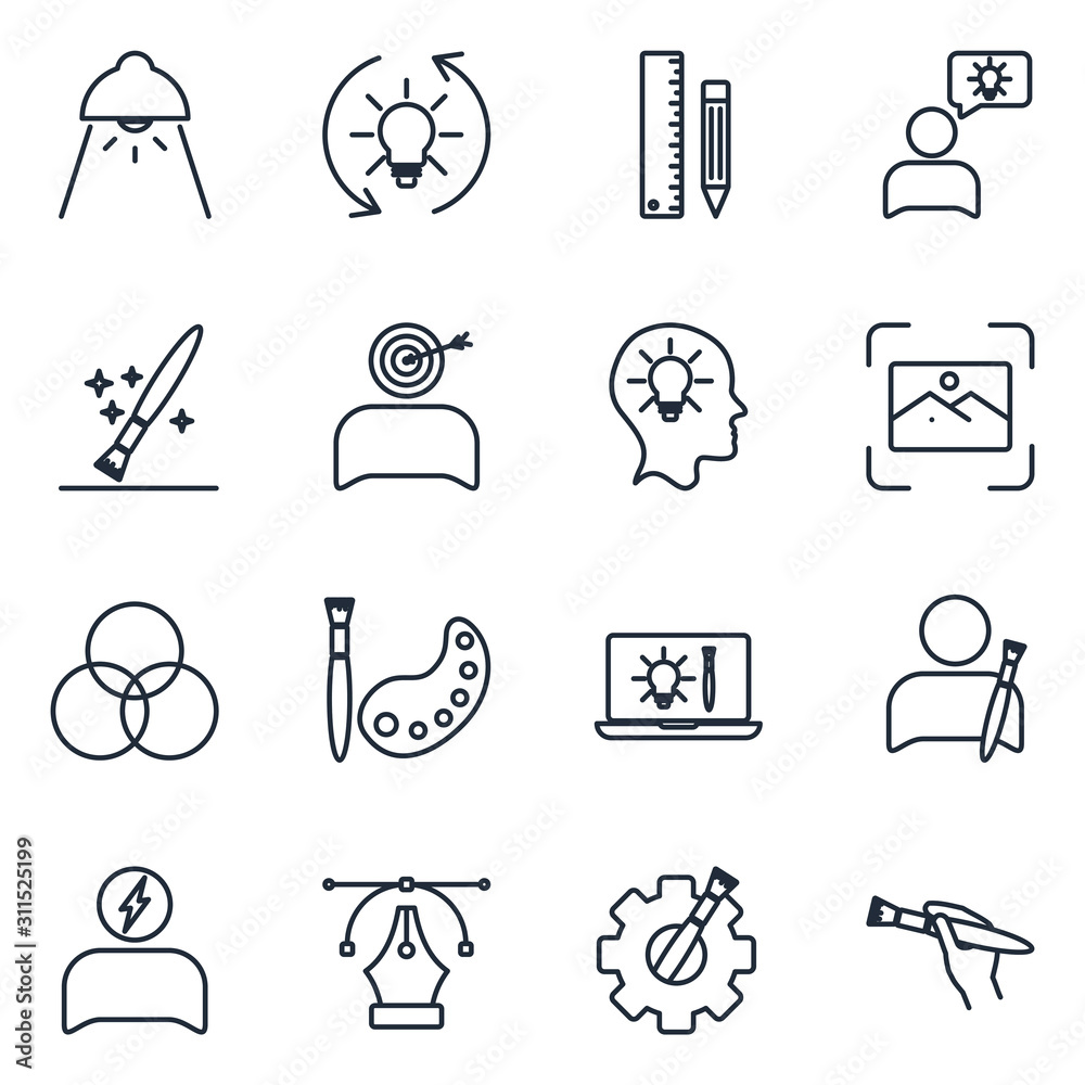 Leinwandbilder creativity set icons template color editable. creativity symbol vector sign isolated on white backgr