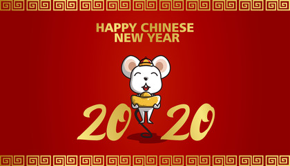 Fototapeta na wymiar chinese new yar background with cute rat