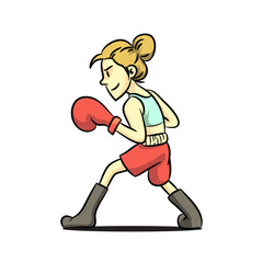 female boxer with retro cartoon style